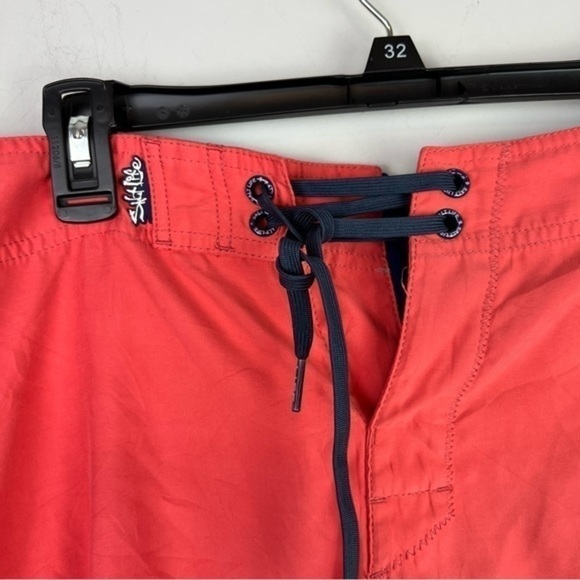 Salt Life Swim Trunks mens size 38 coral side logo tie drawstring - Picture 4 of 6